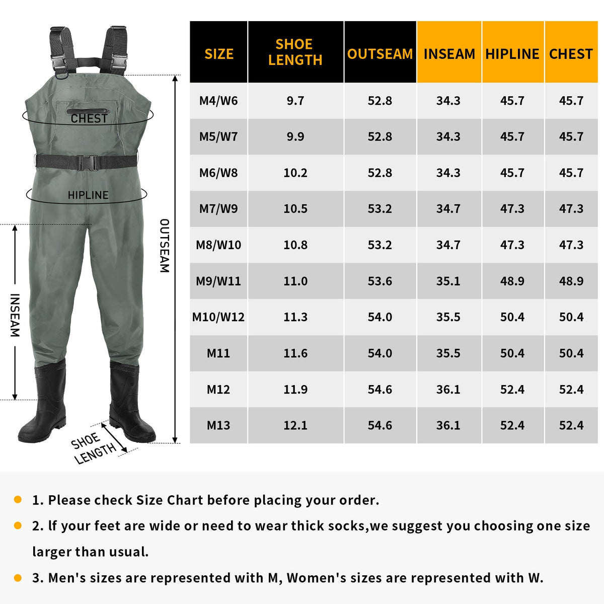 DikaSun Chest Waders with Boots — Lightweight Bootfoot Waders for Men & Women, Duck Hunting & Fly Fishing (US Sizes, Dark Green)