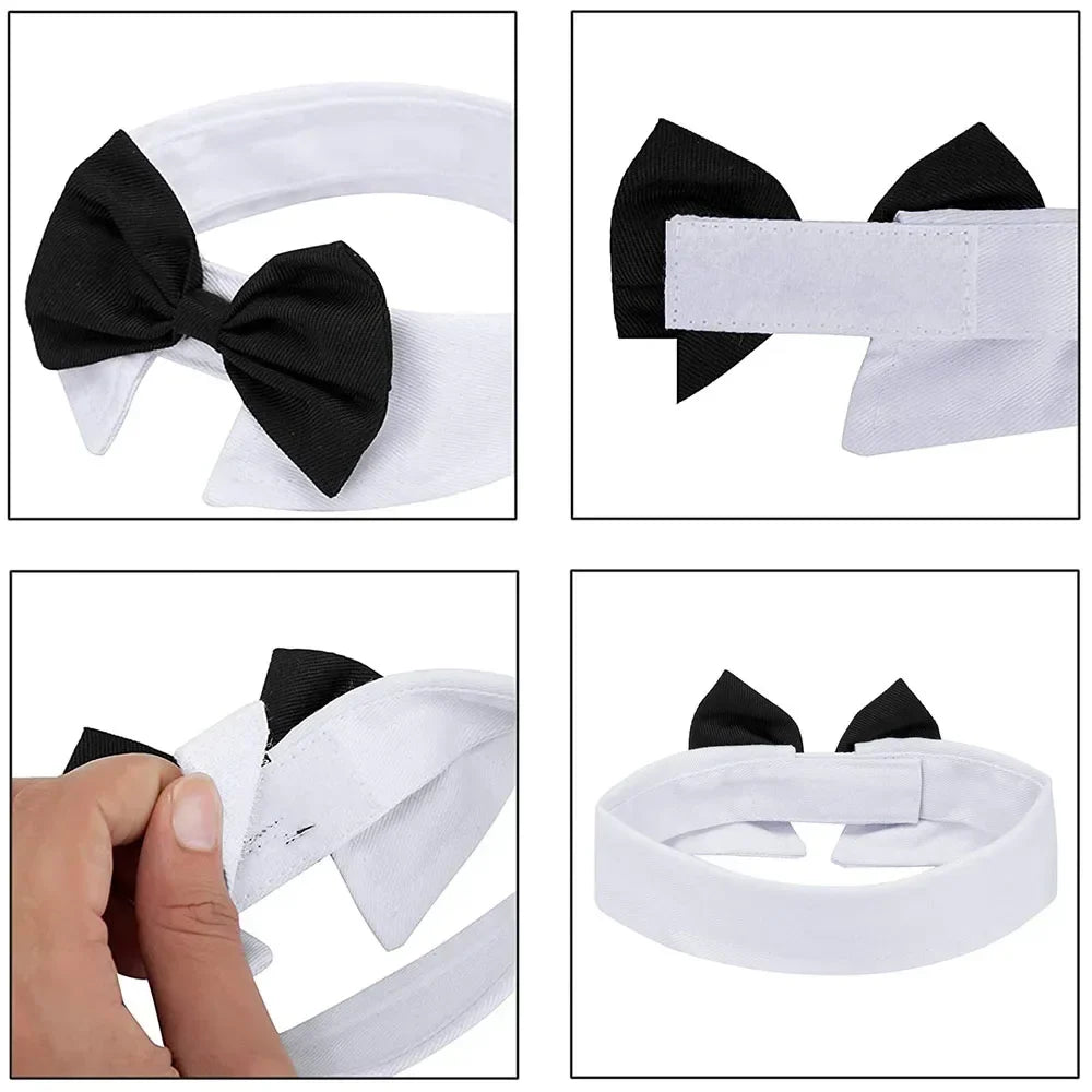 Adjustable Formal Puppy Dog Bowtie Collar Tuxedo Collar Neck Tie for Small Dogs and Cats Pet Party Wedding Grooming Costumes