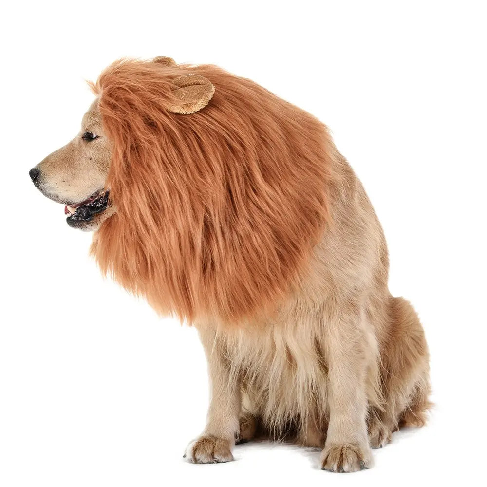 1pc, Lion Mane for Dog Costume, Realistic Funny Lion Wig for Medium to Large Sized Dogs, Halloween Fancy Dog Lion Mane