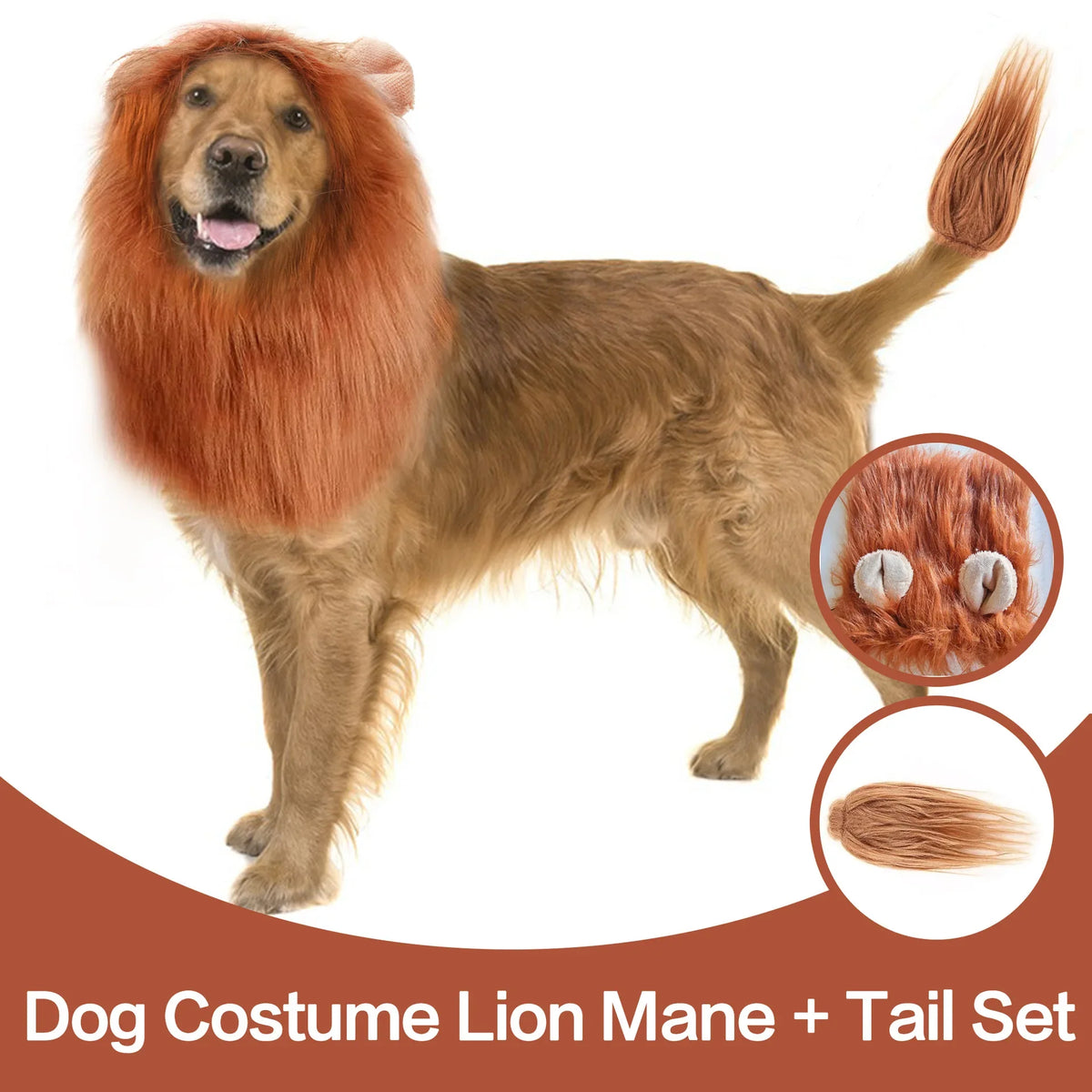 1pc, Lion Mane for Dog Costume, Realistic Funny Lion Wig for Medium to Large Sized Dogs, Halloween Fancy Dog Lion Mane