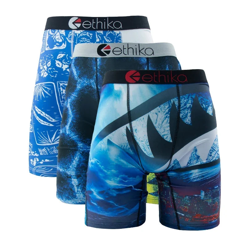 ETHIKA 3Pcs Men Sexy Underwear Boxers Breathable Man Underpants Plus Size S-3XL Mens Trunks Men's Panties Lingeries Boxer Briefs