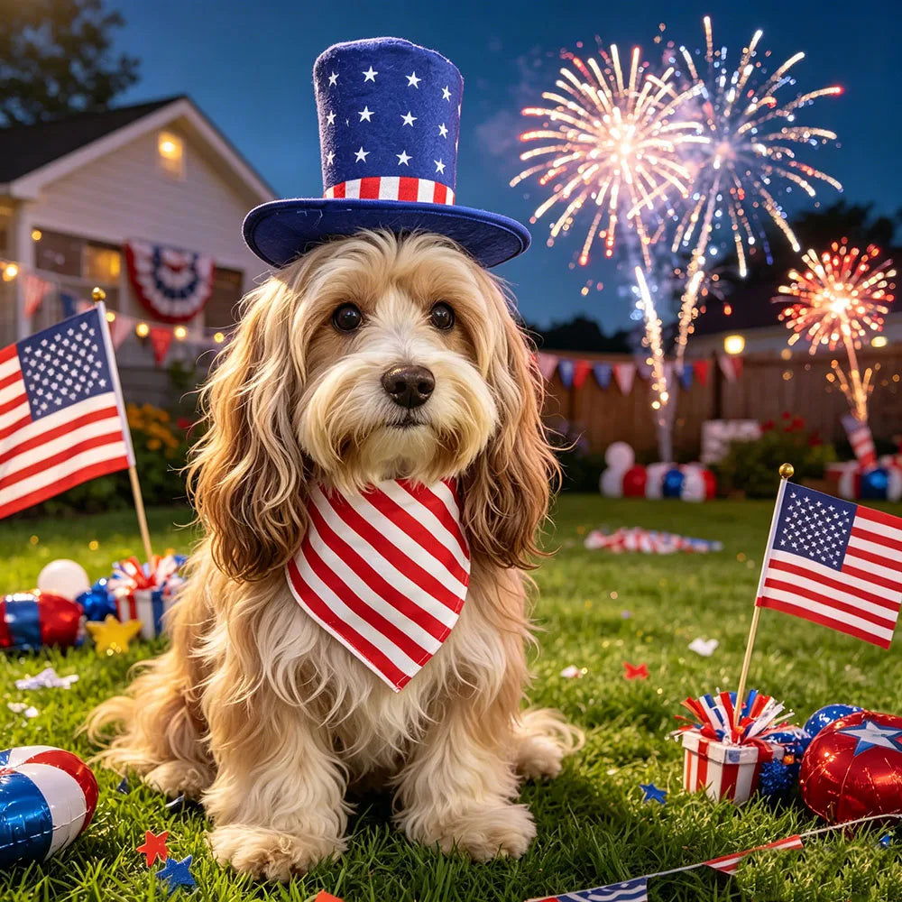 Dog Costume Independence Day Dog Outfit American Flag Pet Dog Hat Bandana Bow Tie Triangle Scarf for Dogs Cats Puppy Kitten