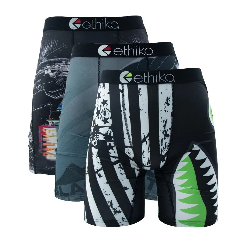 ETHIKA 3Pcs Sexy Men Underwear Boxers Breathable Man Underpants S-3XL Plus Size Mens Trunks Men's Panties Lingeries Boxer Briefs