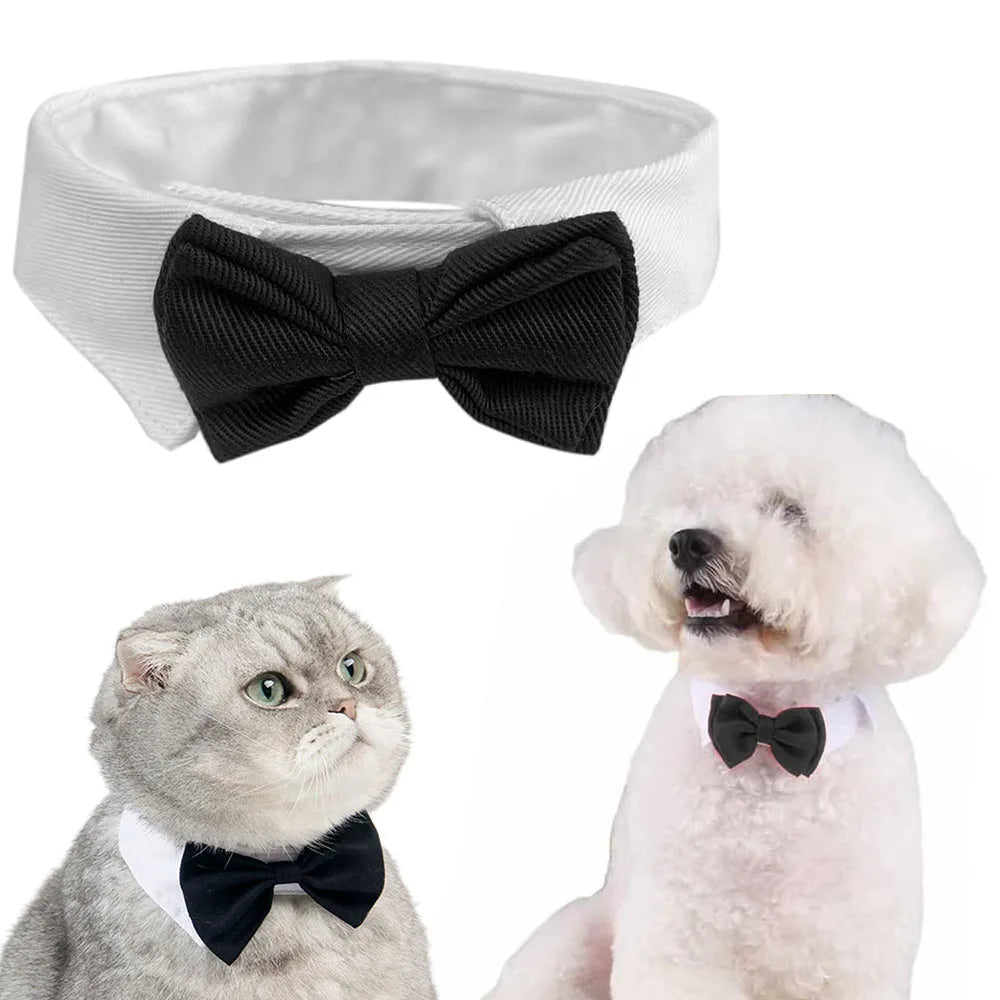 Adjustable Formal Puppy Dog Bowtie Collar Tuxedo Collar Neck Tie for Small Dogs and Cats Pet Party Wedding Grooming Costumes