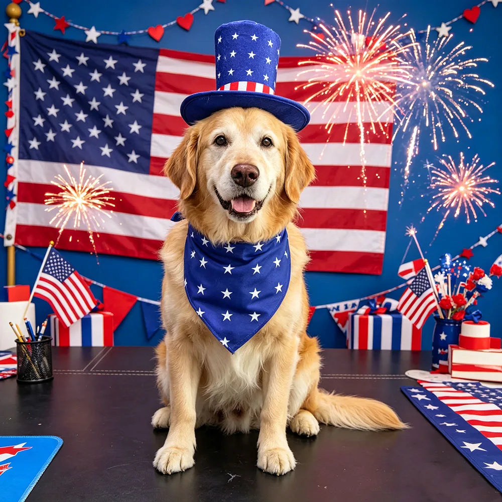 Dog Costume Independence Day Dog Outfit American Flag Pet Dog Hat Bandana Bow Tie Triangle Scarf for Dogs Cats Puppy Kitten