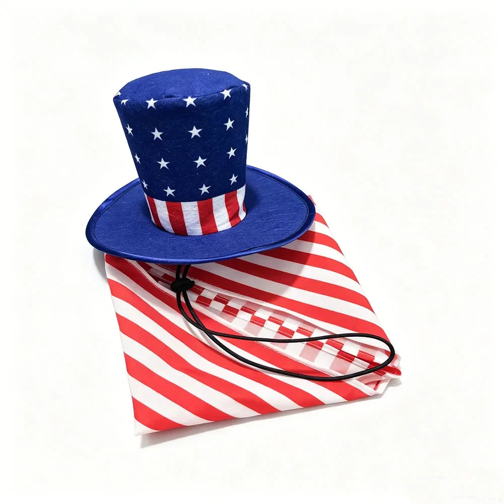 Dog Costume Independence Day Dog Outfit American Flag Pet Dog Hat Bandana Bow Tie Triangle Scarf for Dogs Cats Puppy Kitten