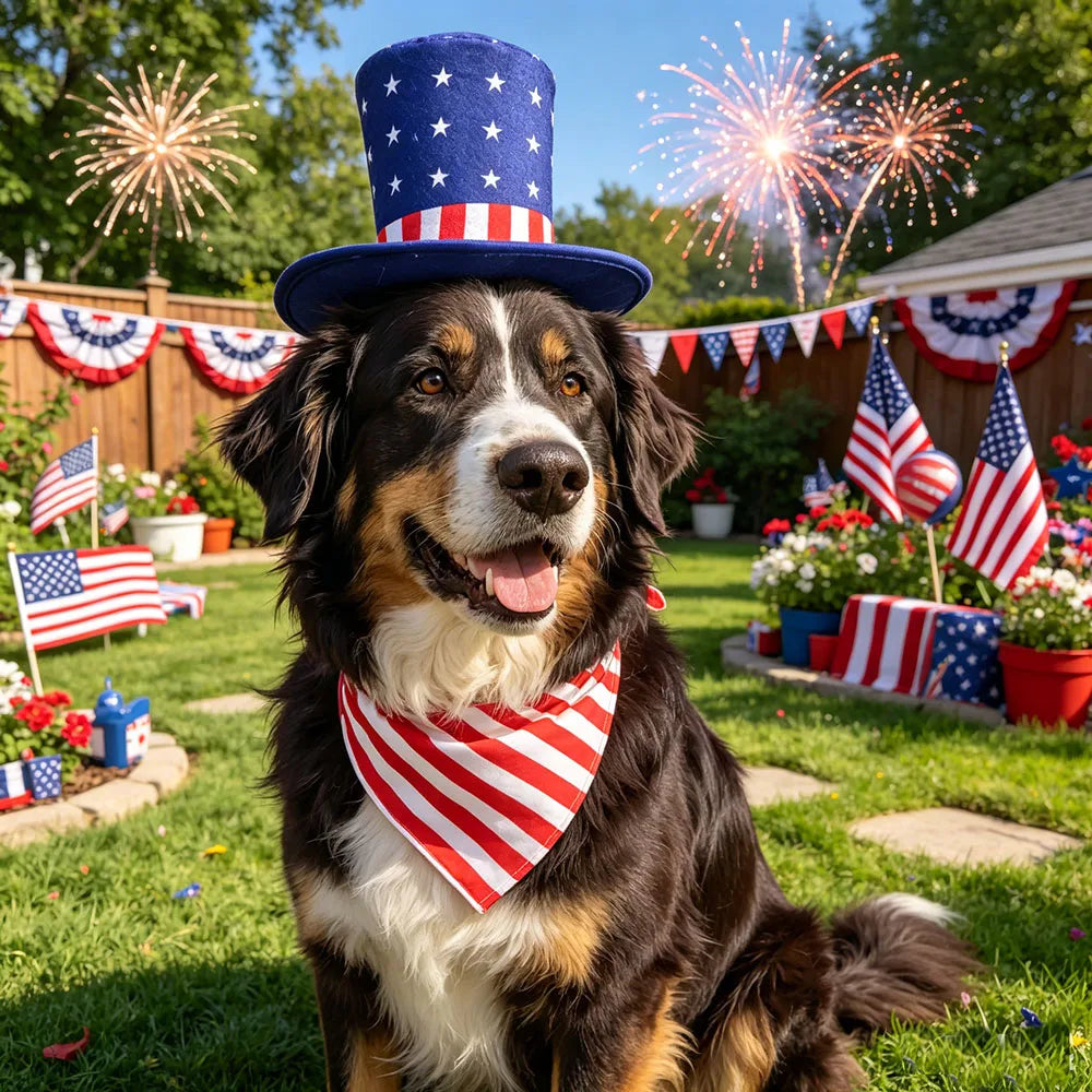 Dog Costume Independence Day Dog Outfit American Flag Pet Dog Hat Bandana Bow Tie Triangle Scarf for Dogs Cats Puppy Kitten