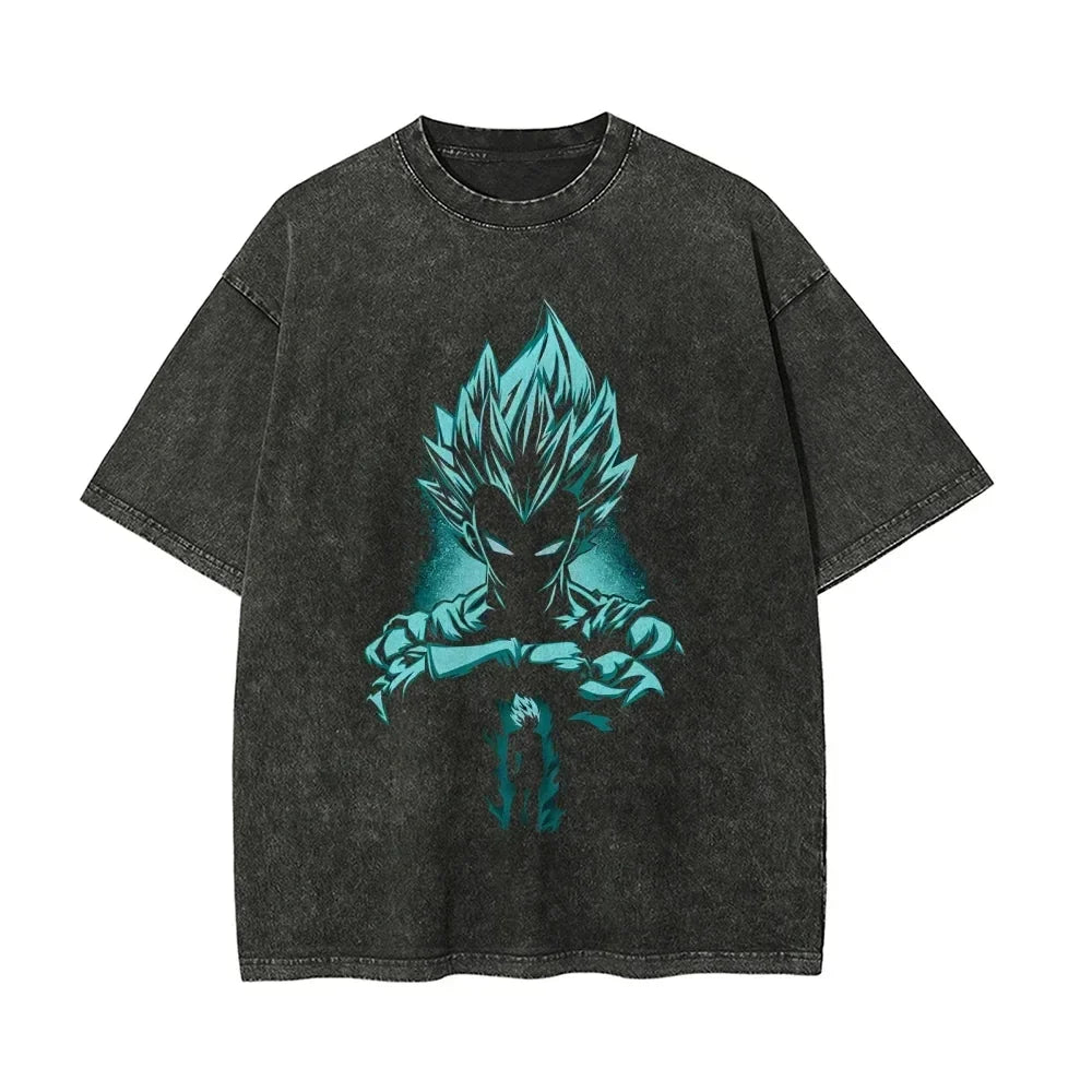 Men's DBZ Vegeta Vintage Wash Oversized Fitness T-Shirt