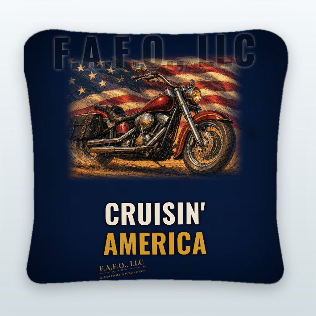 Cruisin' America 6in Synergy Pro dual-sided regulation cornhole bag - Freedom Advocates Florida Official, LLC