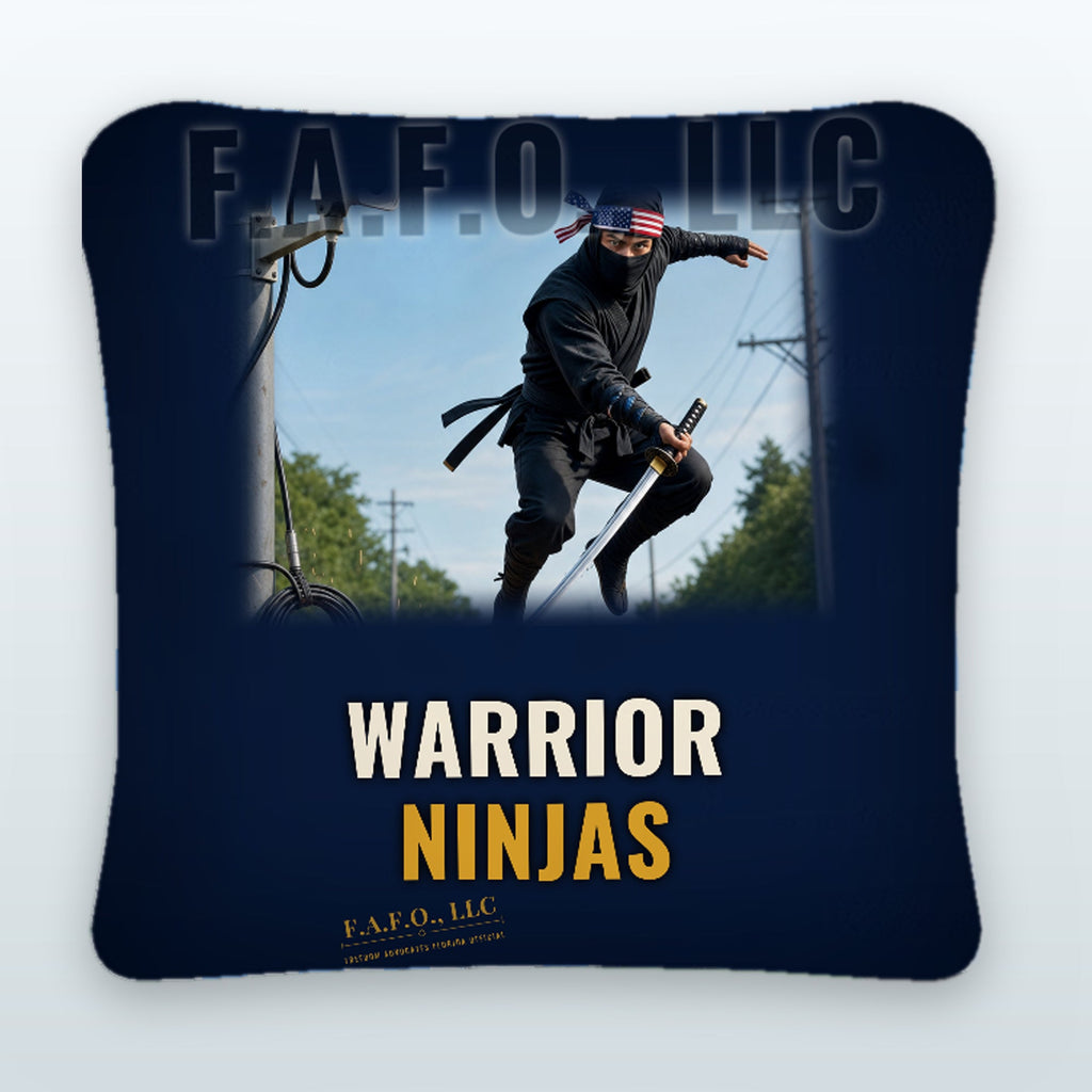 Warrior Ninjas 6in Synergy Pro dual-sided regulation cornhole bag - Freedom Advocates Florida Official, LLC