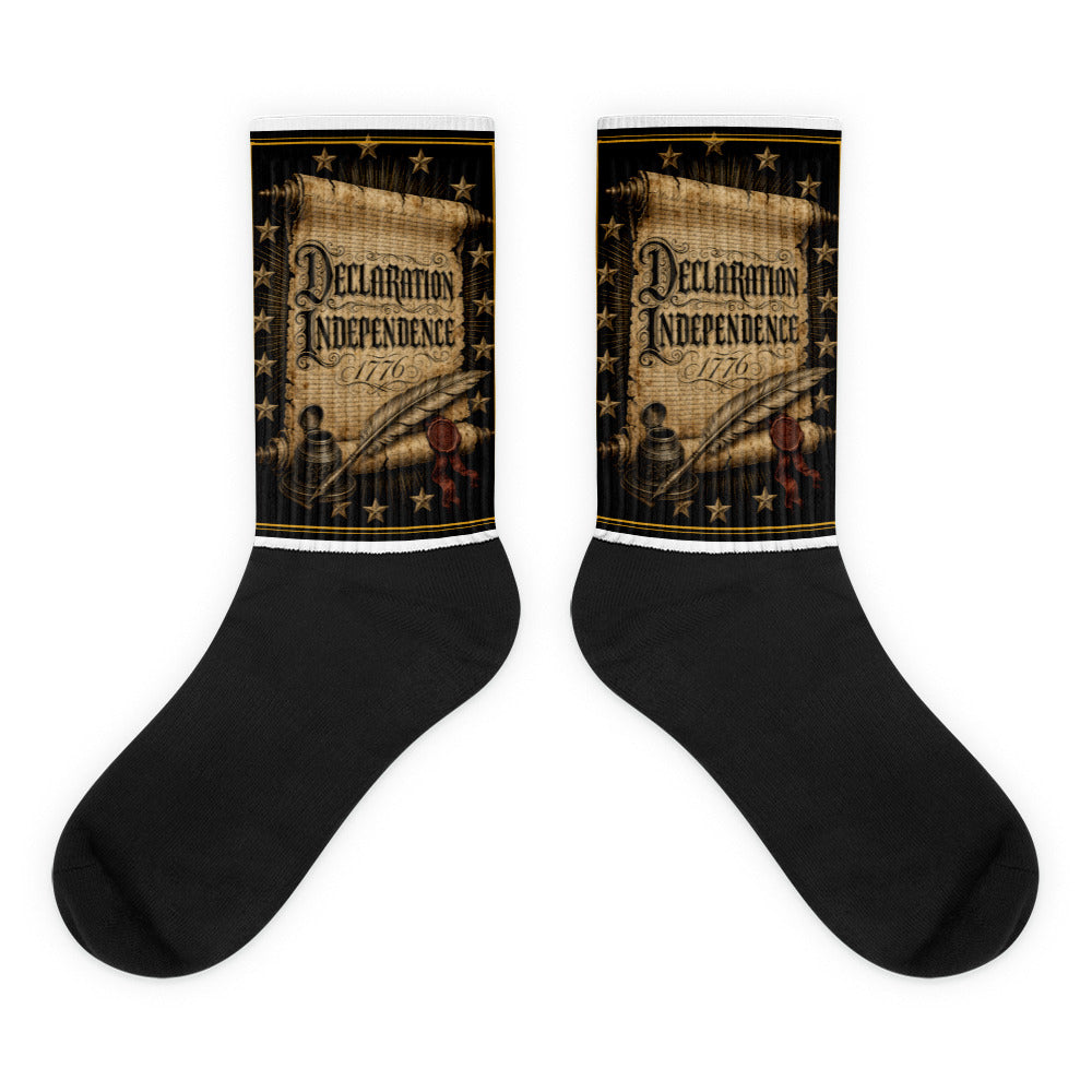 The Declaration of Independence 1776 printed on sublimated crew socks - Freedom Advocates Florida Official, LLC