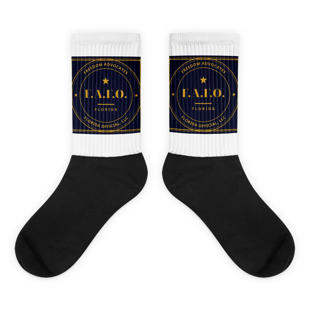 F.A.F.O. Badge printed on sublimated crew socks - Freedom Advocates Florida Official, LLC