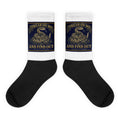 Tread On Me And Find Out printed on sublimated crew socks - Freedom Advocates Florida Official, LLC