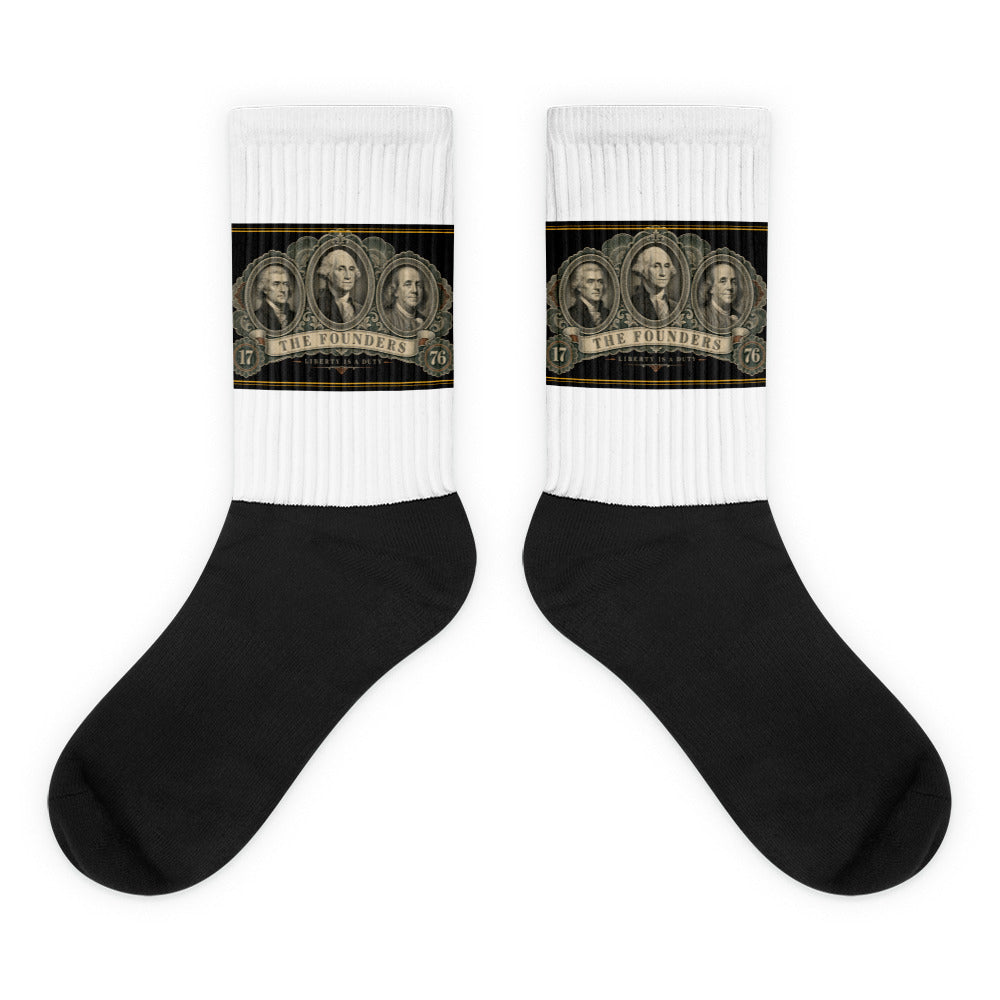 The Founders, Liberty Is A Duty printed on sublimated crew socks - Freedom Advocates Florida Official, LLC