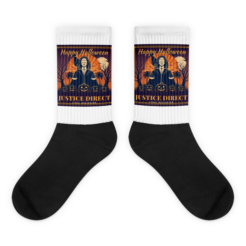 Happy Halloween, Justice Direct printed on sublimated crew socks - Freedom Advocates Florida Official, LLC
