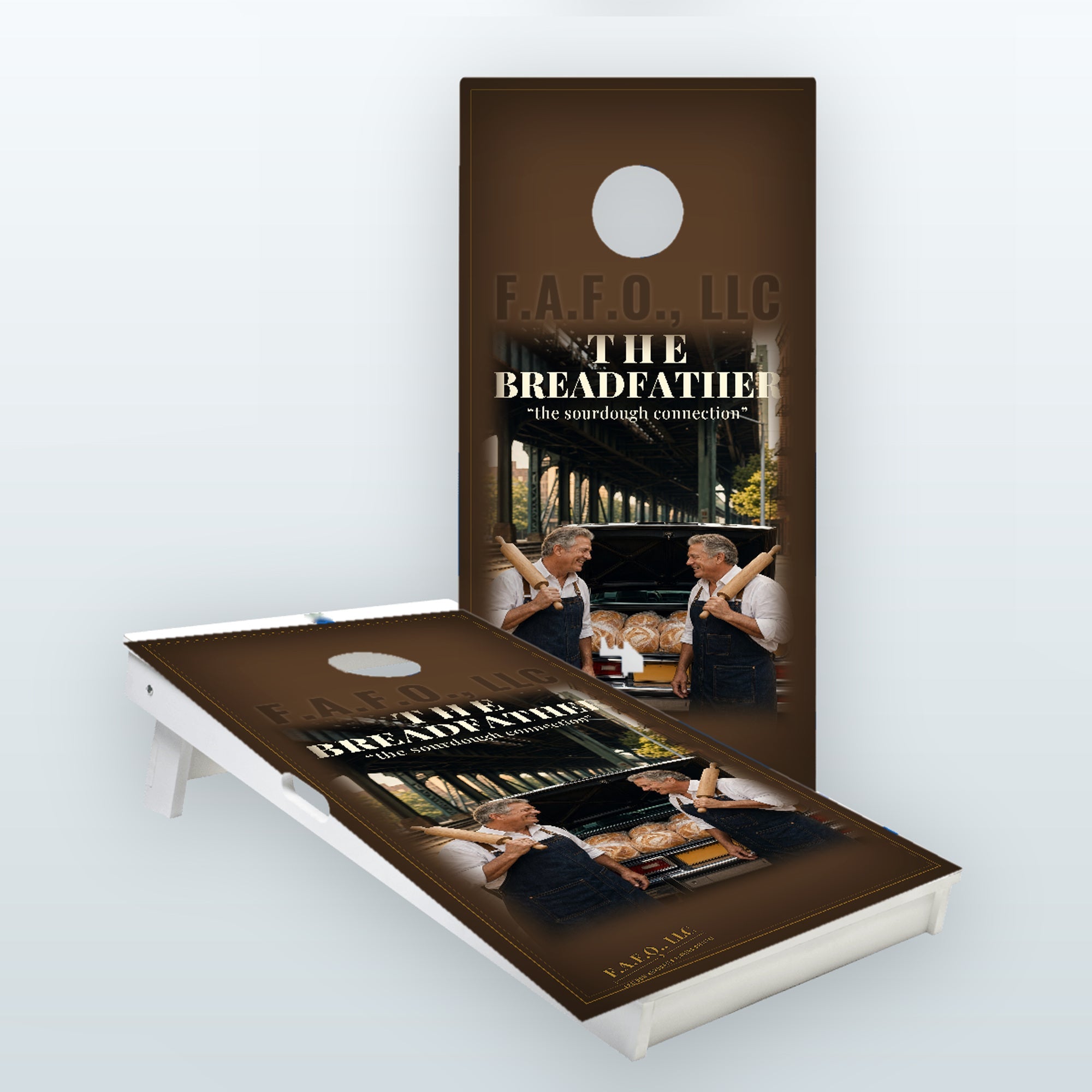 The Breadfather Custom All-Weather 2x4 regulation cornhole board set, Versatex PVC - Freedom Advocates Florida Official, LLC