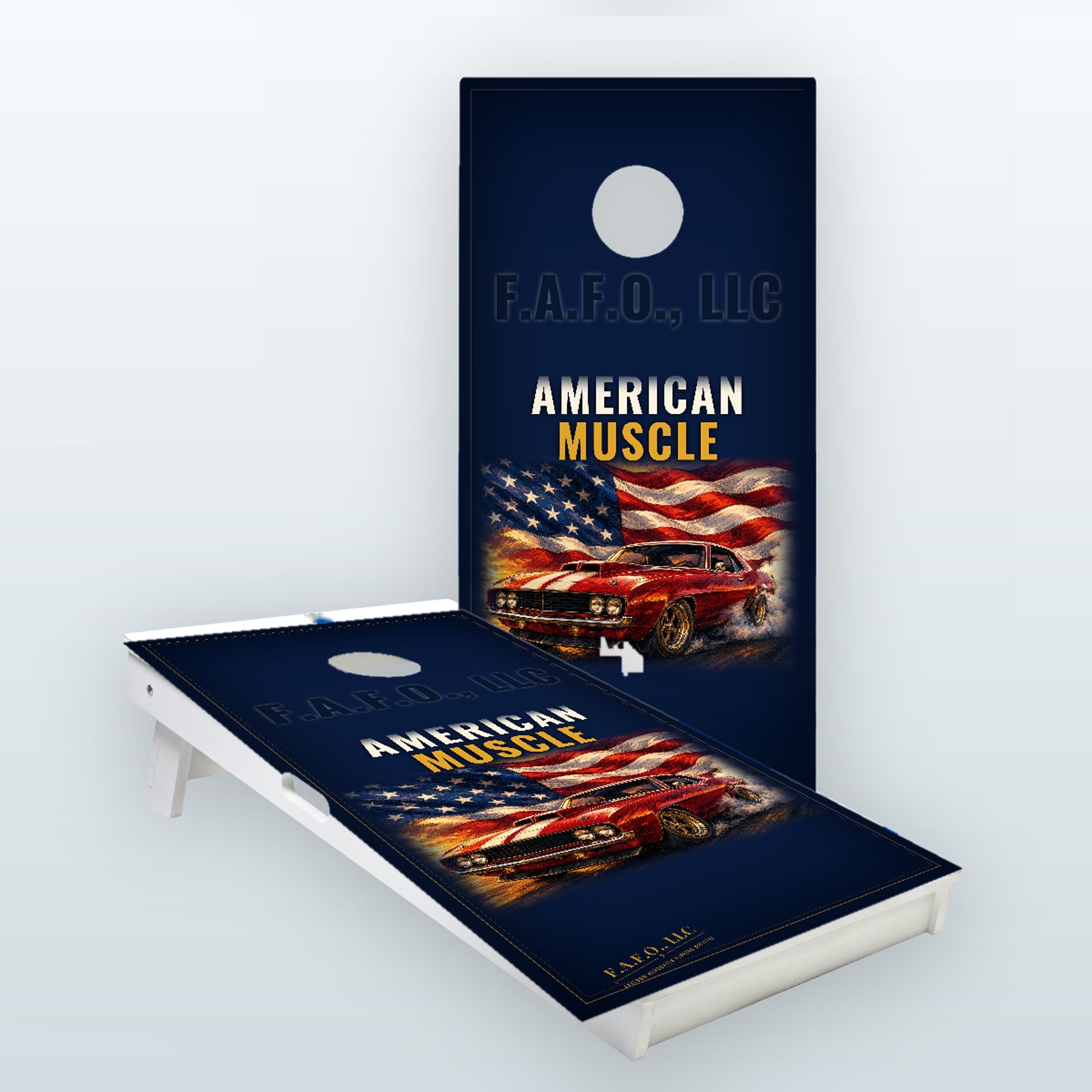 American Muscle Custom All-Weather 2x4 regulation cornhole board set, Versatex PVC - Freedom Advocates Florida Official, LLC