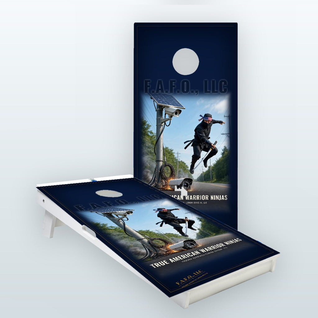 Warrior Ninjas Custom All-Weather 2x4 regulation cornhole board set, Versatex PVC - Freedom Advocates Florida Official, LLC