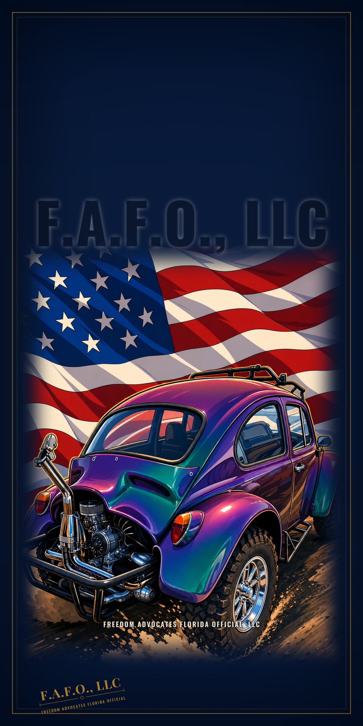 American Baja Bug cornhole board top - Freedom Advocates Florida Official, LLC
