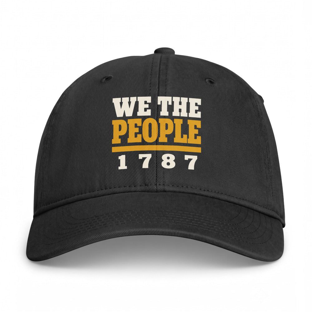 We The People 1787 on a Black Closed-Back Washed Cap - coastal washed closed-back cap, direct-to-film print - Freedom Advocates Florida Official, LLC