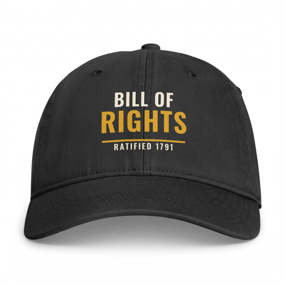 The Bill of Rights 1791 on a Black Closed-Back Washed Cap - coastal washed closed-back cap, direct-to-film print - Freedom Advocates Florida Official, LLC