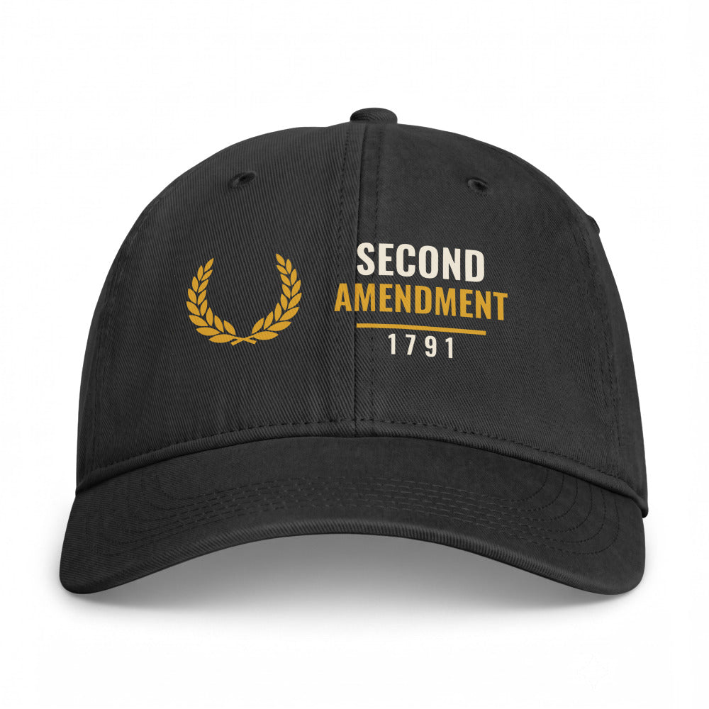 The Second Amendment 1791 on a Black Closed-Back Washed Cap - coastal washed closed-back cap, direct-to-film print - Freedom Advocates Florida Official, LLC