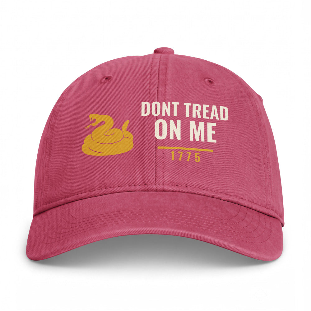 Don't Tread On Me 1775 on a Crimson Closed-Back Washed Cap - coastal washed closed-back cap, direct-to-film print - Freedom Advocates Florida Official, LLC