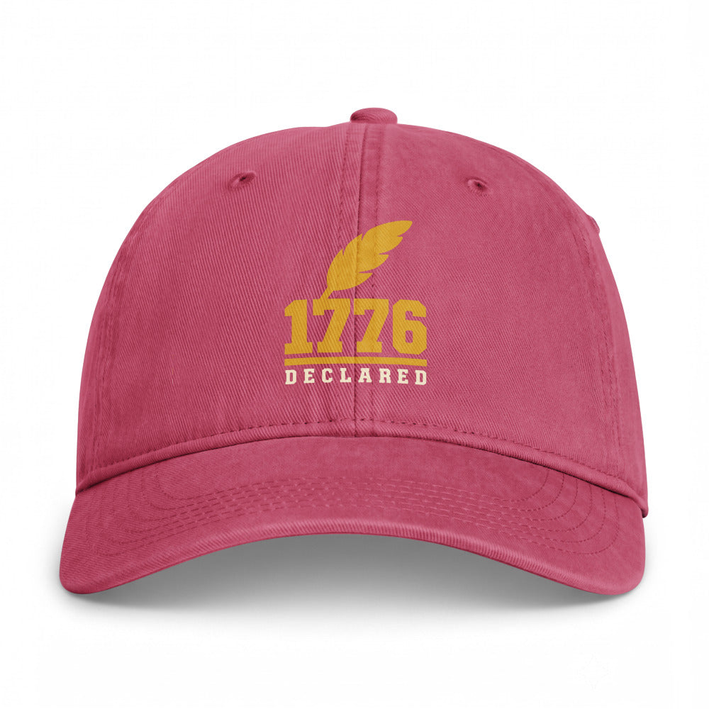 Declaration of Independence 1776 on a Crimson Closed-Back Washed Cap - coastal washed closed-back cap, direct-to-film print - Freedom Advocates Florida Official, LLC