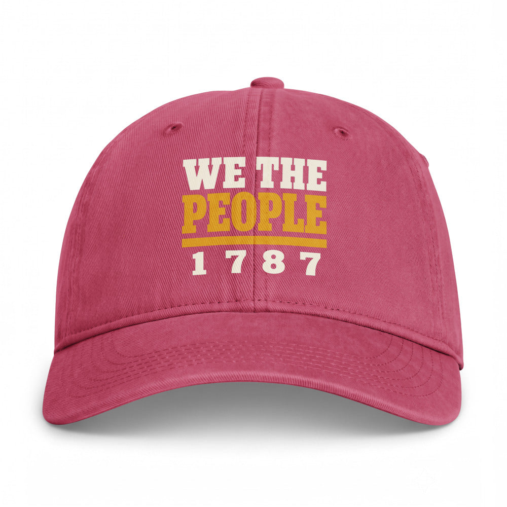 We The People 1787 on a Crimson Closed-Back Washed Cap - coastal washed closed-back cap, direct-to-film print - Freedom Advocates Florida Official, LLC