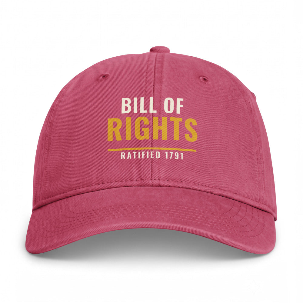 The Bill of Rights 1791 on a Crimson Closed-Back Washed Cap - coastal washed closed-back cap, direct-to-film print - Freedom Advocates Florida Official, LLC