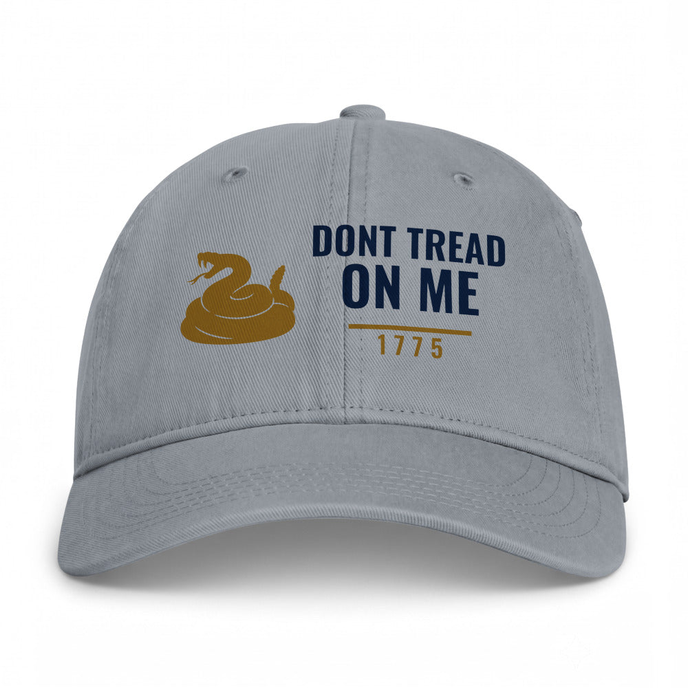 Don't Tread On Me 1775 on a Granite Closed-Back Washed Cap - coastal washed closed-back cap, direct-to-film print - Freedom Advocates Florida Official, LLC