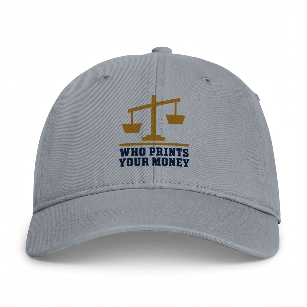 The Fed vs The Treasury on a Granite Closed-Back Washed Cap - coastal washed closed-back cap, direct-to-film print - Freedom Advocates Florida Official, LLC