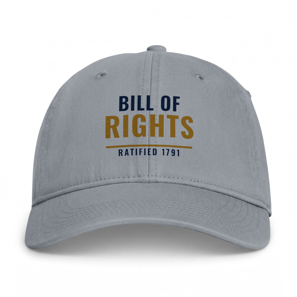 The Bill of Rights 1791 on a Granite Closed-Back Washed Cap - coastal washed closed-back cap, direct-to-film print - Freedom Advocates Florida Official, LLC