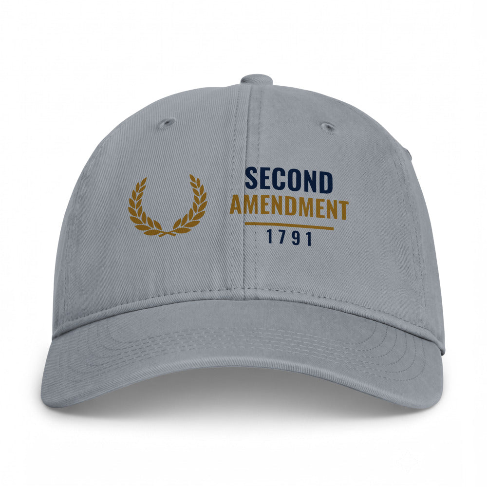 The Second Amendment 1791 on a Granite Closed-Back Washed Cap - coastal washed closed-back cap, direct-to-film print - Freedom Advocates Florida Official, LLC