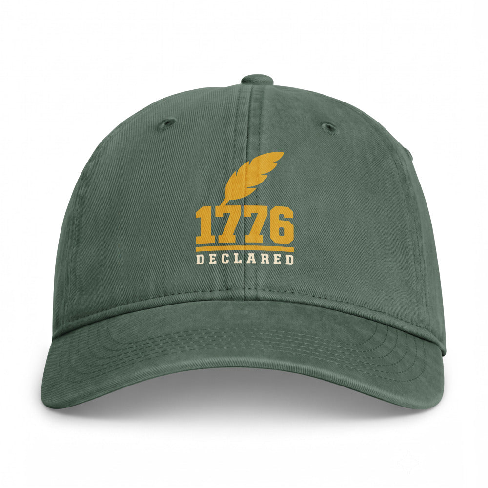 Declaration of Independence 1776 on a Moss Closed-Back Washed Cap - coastal washed closed-back cap, direct-to-film print - Freedom Advocates Florida Official, LLC