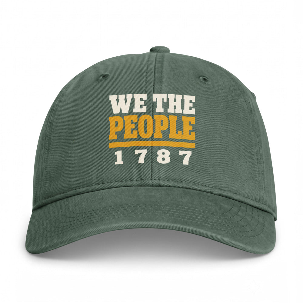 We The People 1787 on a Moss Closed-Back Washed Cap - coastal washed closed-back cap, direct-to-film print - Freedom Advocates Florida Official, LLC