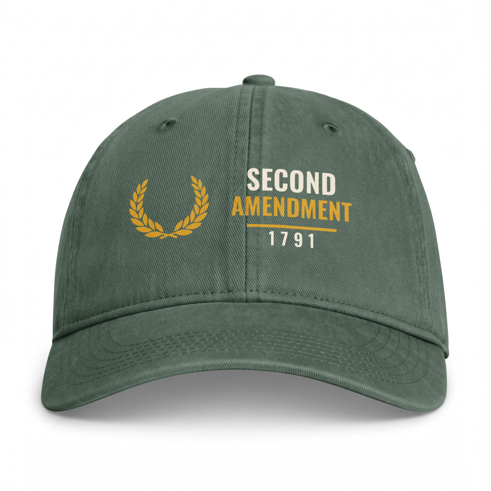 The Second Amendment 1791 on a Moss Closed-Back Washed Cap - coastal washed closed-back cap, direct-to-film print - Freedom Advocates Florida Official, LLC