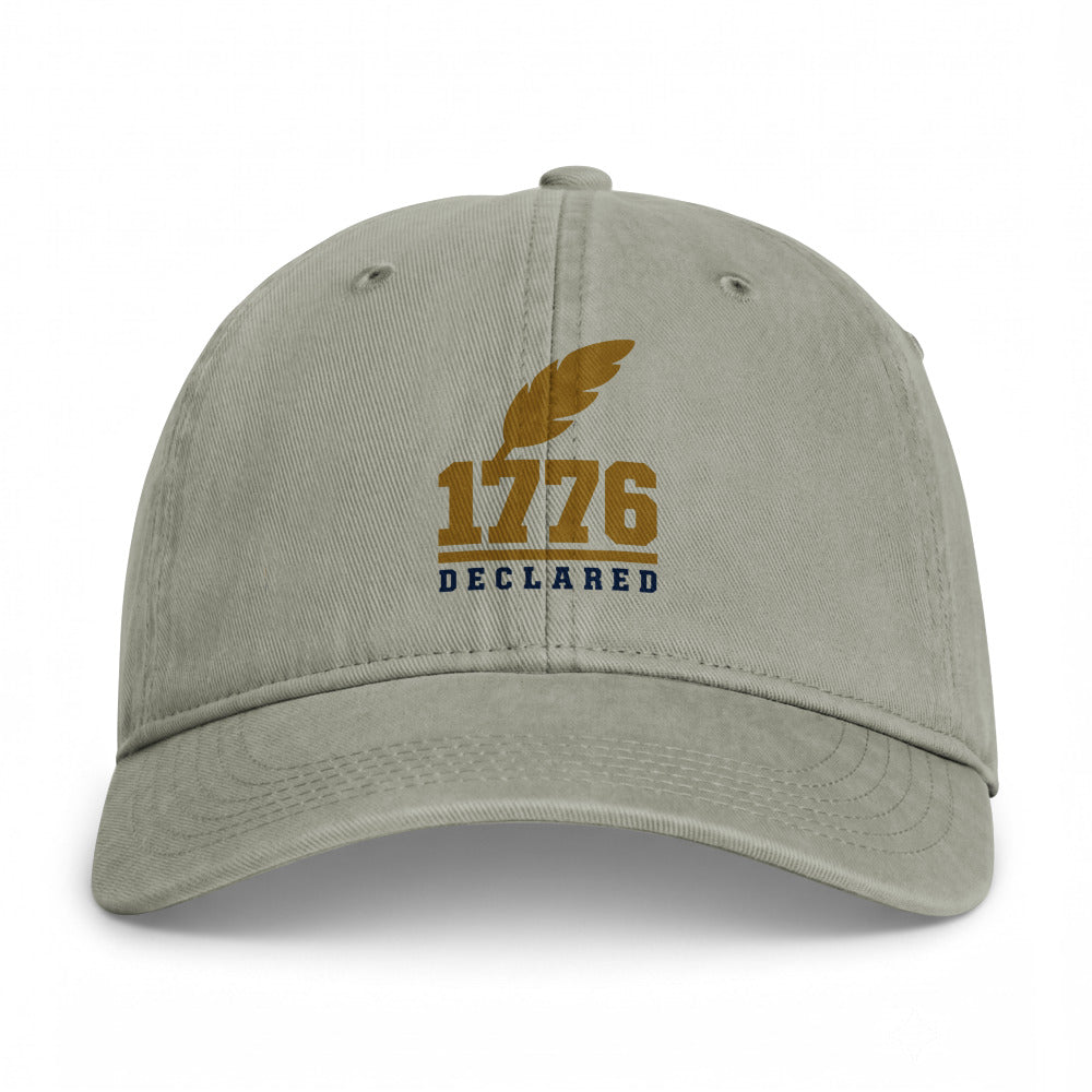 Declaration of Independence 1776 on a Sandstone Closed-Back Washed Cap - coastal washed closed-back cap, direct-to-film print - Freedom Advocates Florida Official, LLC