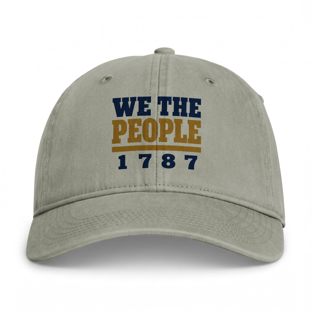 We The People 1787 on a Sandstone Closed-Back Washed Cap - coastal washed closed-back cap, direct-to-film print - Freedom Advocates Florida Official, LLC
