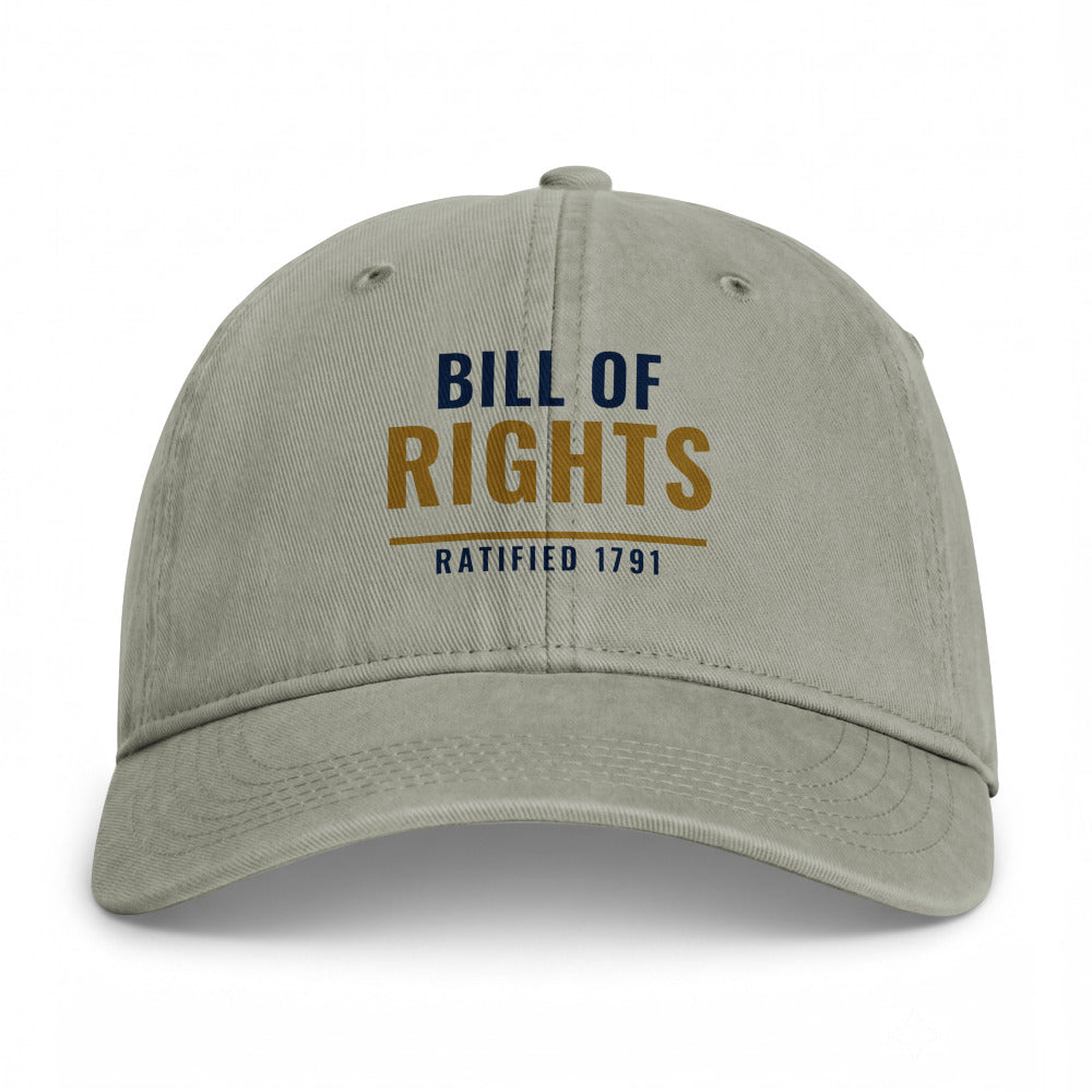 The Bill of Rights 1791 on a Sandstone Closed-Back Washed Cap - coastal washed closed-back cap, direct-to-film print - Freedom Advocates Florida Official, LLC