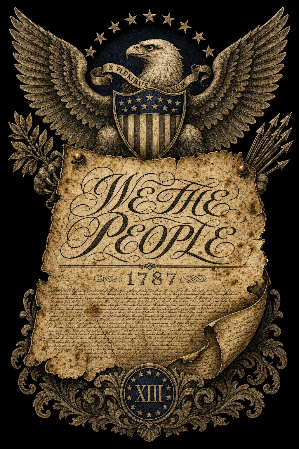 We The People 1787, the Constitution preamble in period engraving - Freedom Advocates Florida Official, LLC