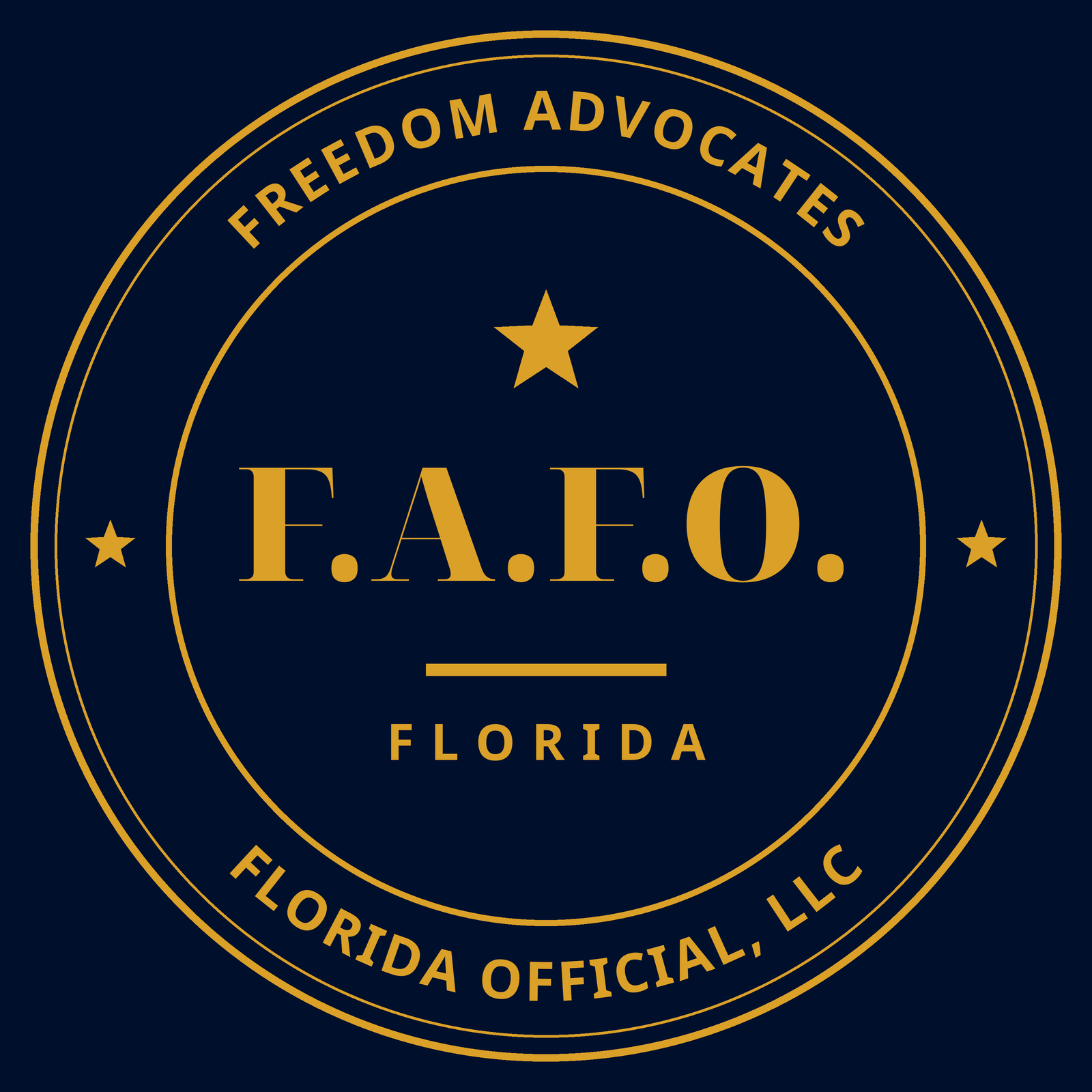 F.A.F.O. Badge, bold circular emblem for caps and stickers - Freedom Advocates Florida Official, LLC