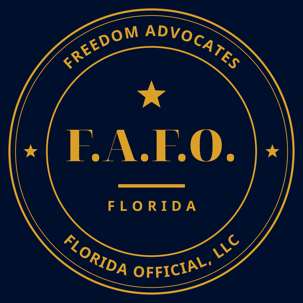 F.A.F.O. Badge, bold circular emblem for caps and stickers - Freedom Advocates Florida Official, LLC