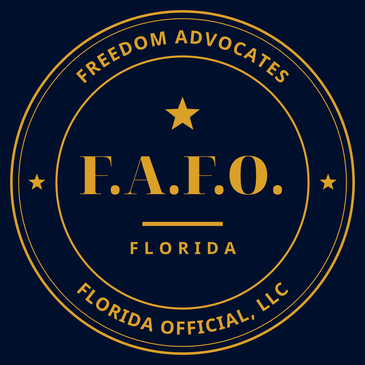 F.A.F.O. Badge, bold circular emblem for caps and stickers - Freedom Advocates Florida Official, LLC