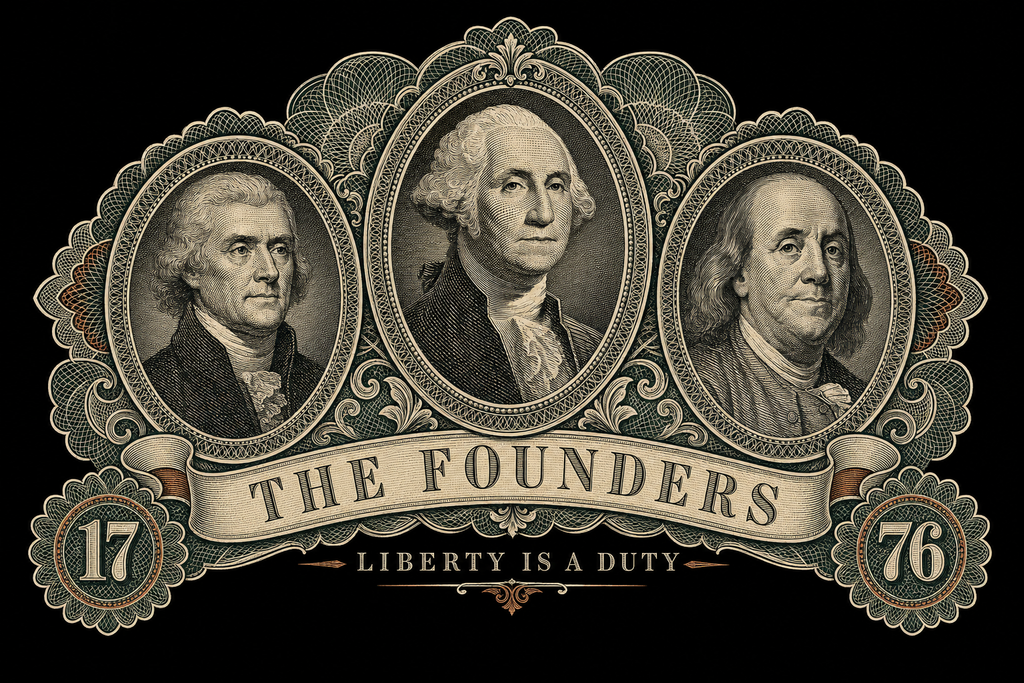 The Founders, Liberty Is A Duty, period portrait engraving - Freedom Advocates Florida Official, LLC