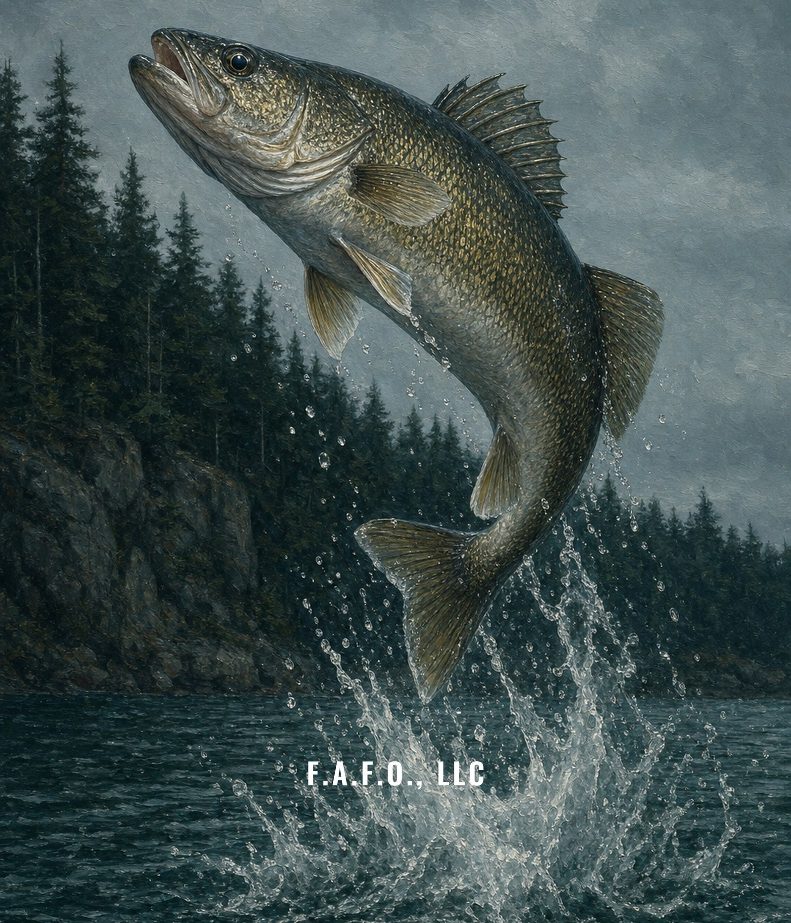 Great Lakes all-over fishing shirt back panel, Walleye - Freedom Advocates Florida Official, LLC