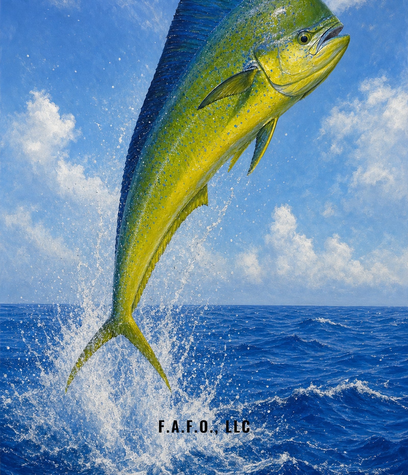 Gulf Offshore all-over fishing shirt back panel, Mahi-mahi / dolphinfish - Freedom Advocates Florida Official, LLC