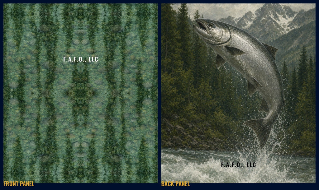 Pacific Northwest all-over fishing shirt, front and back panels, Chinook salmon - Freedom Advocates Florida Official, LLC