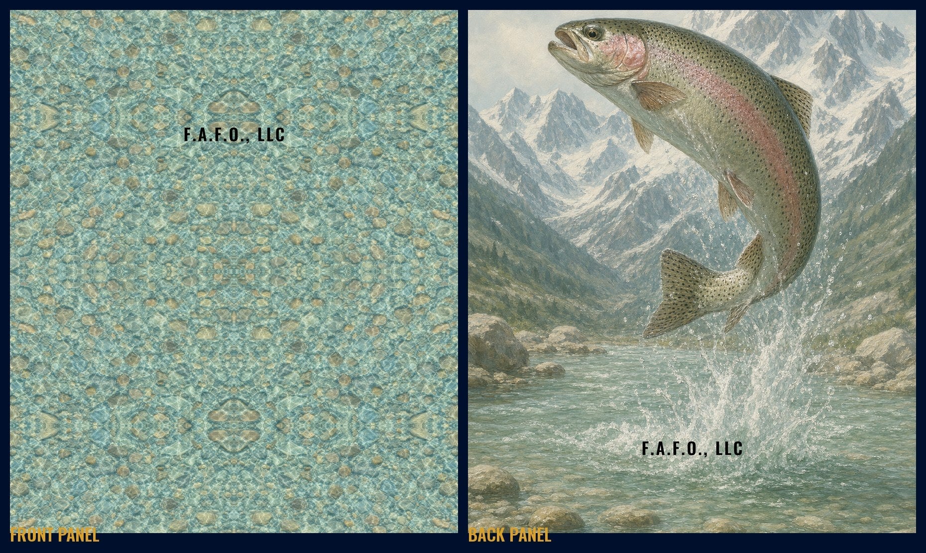 Rocky Mountain all-over fishing shirt, front and back panels, Rainbow trout - Freedom Advocates Florida Official, LLC