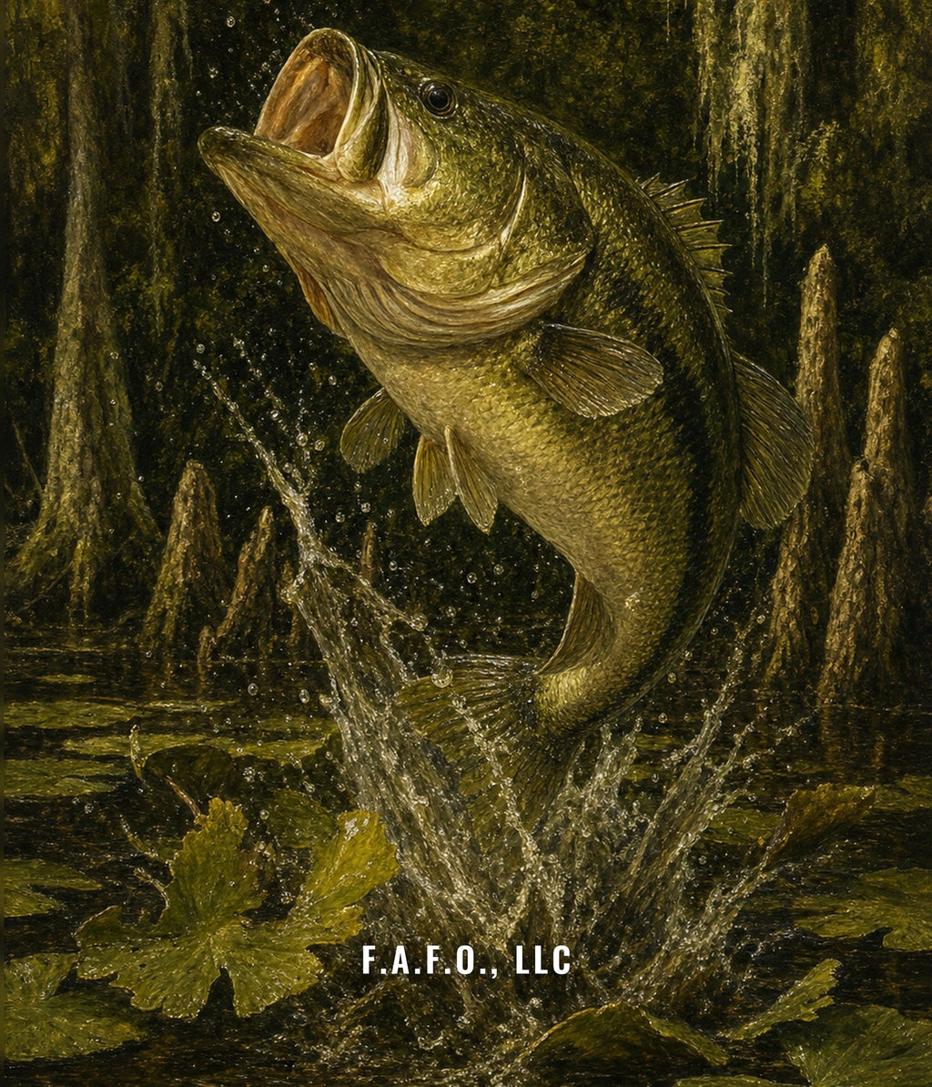 southern-freshwater back panel, company name with soft drop shadow